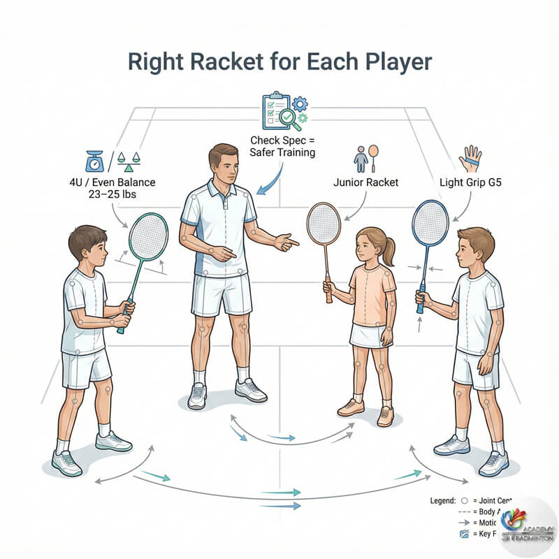Small group learning basics with suitable equipment at ST Badminton Academy KL