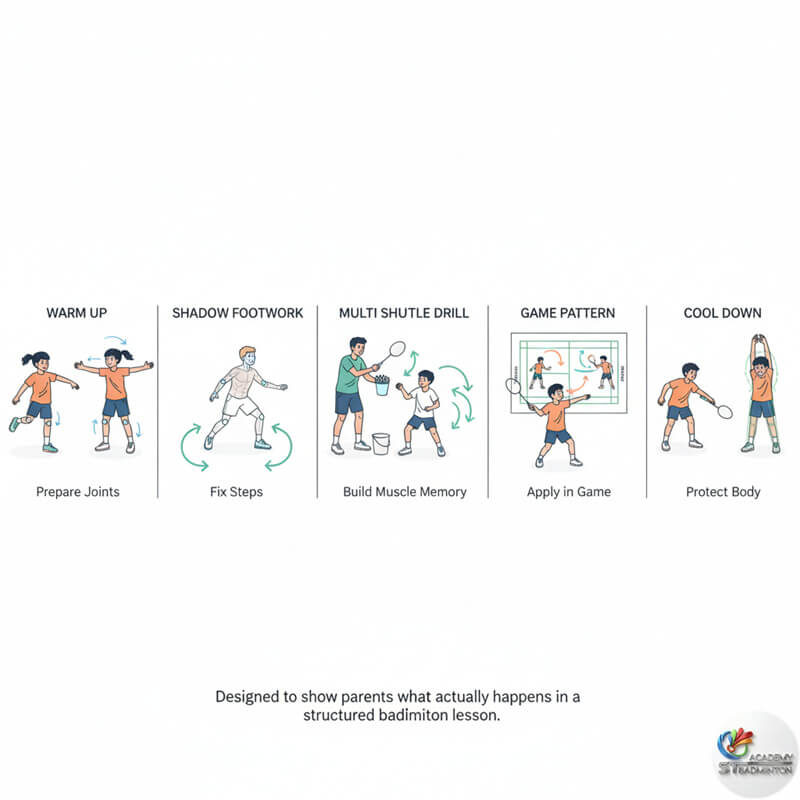 吉隆坡文良港包含热身、钻研和反馈的系统化羽毛球课流程