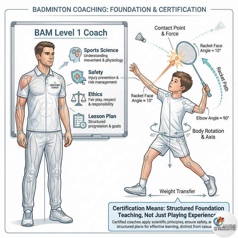 BAM 레벨 1 자격증이란? 쿠알라룸푸르 세타팍에서 아이들에게 배드민턴 기초를 설명하는 Eric Chuar 코치