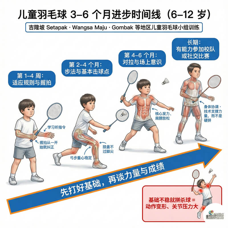 吉隆坡 4 in 1 小组班正在进行定期的羽毛球技能测试