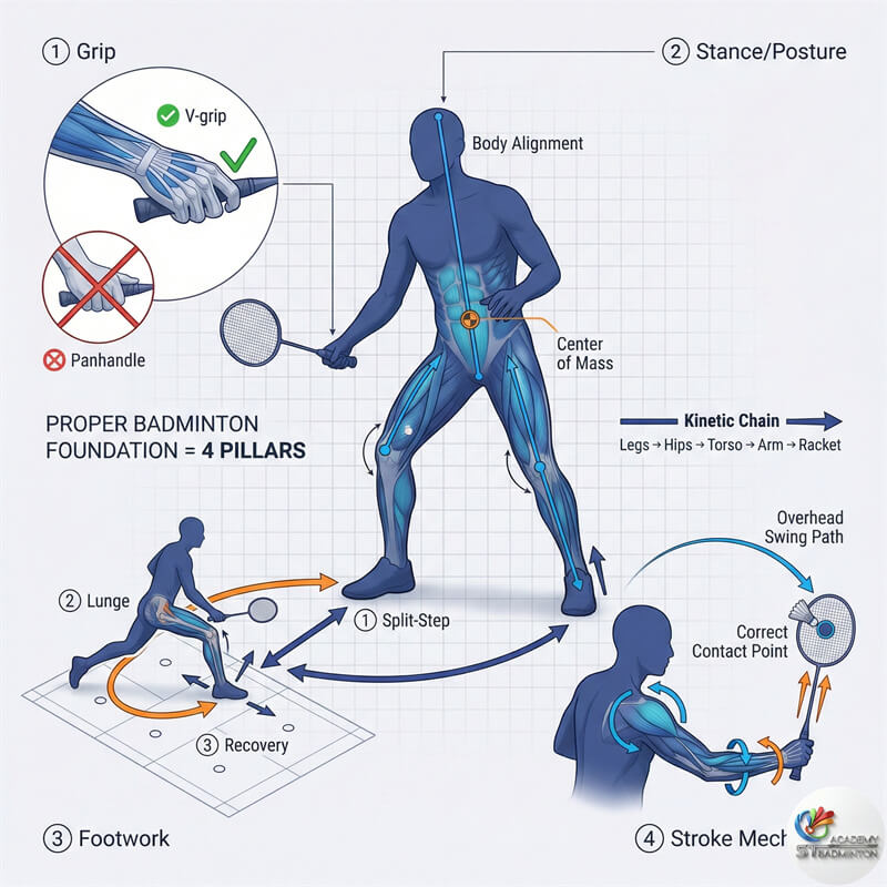 Huấn luyện viên Eric dạy cách cầm vợt cầu lông chuẩn và căn bản cho trẻ em tại Pro One Wangsa Maju