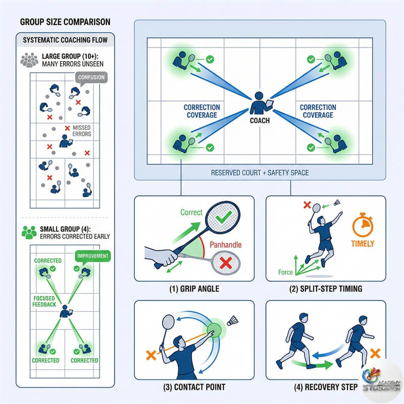 Trẻ em vui vẻ tham gia các bài tập kỹ thuật cầu lông căn bản thú vị nhưng bài bản tại ST Badminton Academy