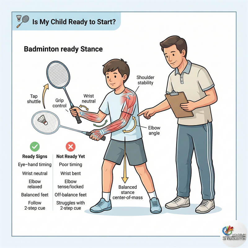 セタパック・バドミントンセンターでの子供向け基礎トレーニングと正しいグリップ指導