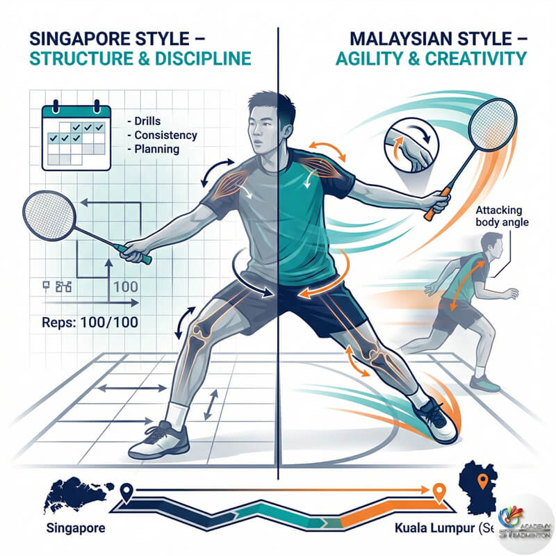 认真的青少年学员在吉隆坡专业羽毛球训练中接受战术指导