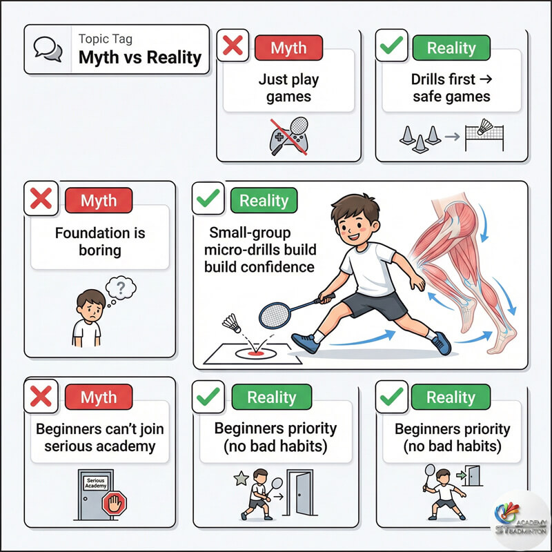 เด็กฝึกพื้นฐานแบดมินตัน Selayang – การฝึกซ้อมที่เน้นสมาธิและความปลอดภัย