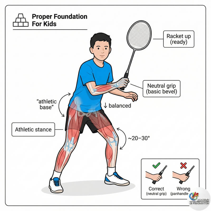 ฝึกแบดมินตันเด็ก Selayang Mall – โค้ชกำลังจัดท่าทางและฟุตเวิร์กให้นักเรียน