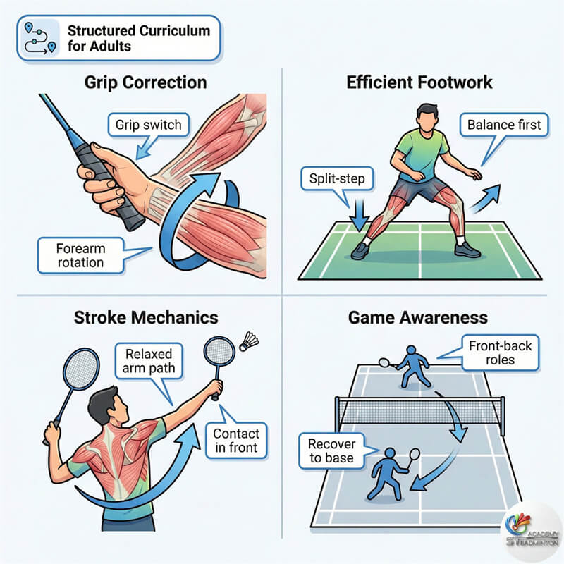 latihan bulutangkis dewasa kelompok kecil Selayang – fokus pada teknik individu