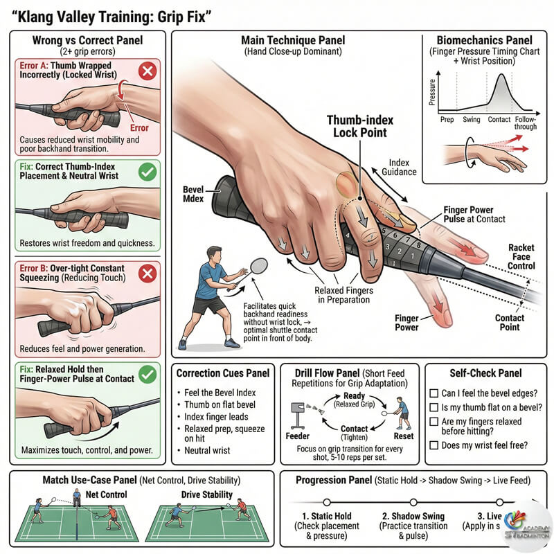 巴生私人羽毛球學員的一對一握拍矯正