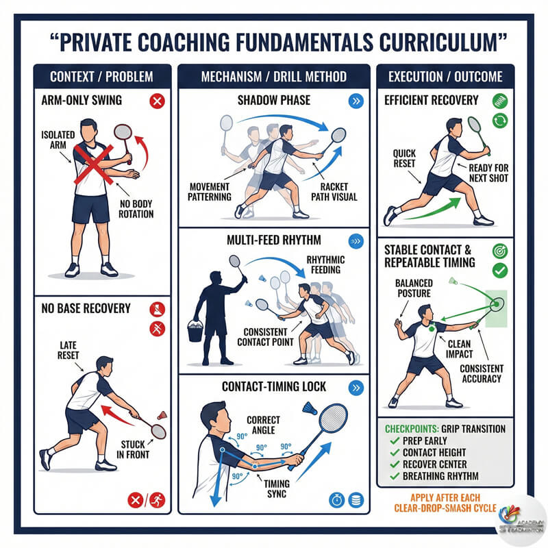 巴生一对一羽毛球教练演示正确的击球准备动作