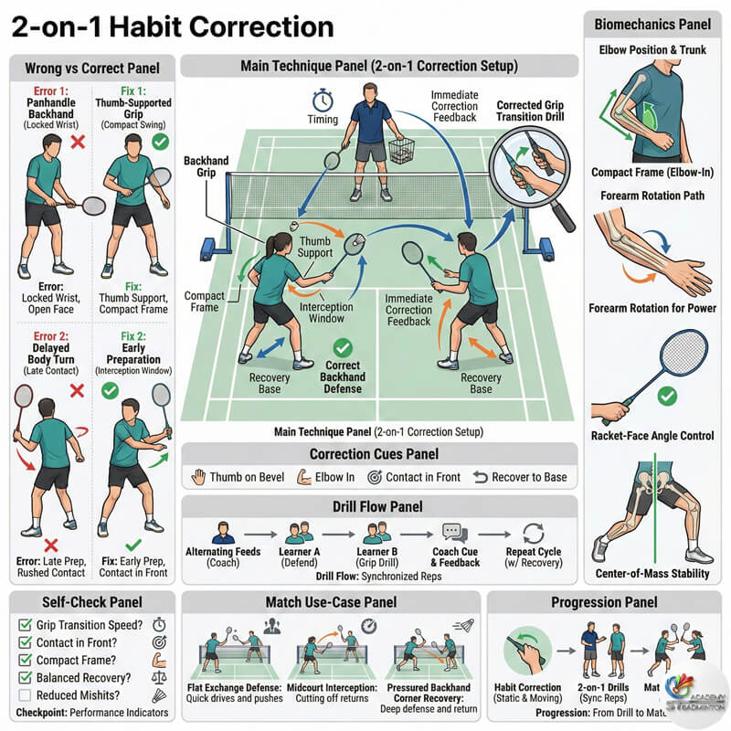 针对习惯纠正的甲洞二对一羽毛球教学