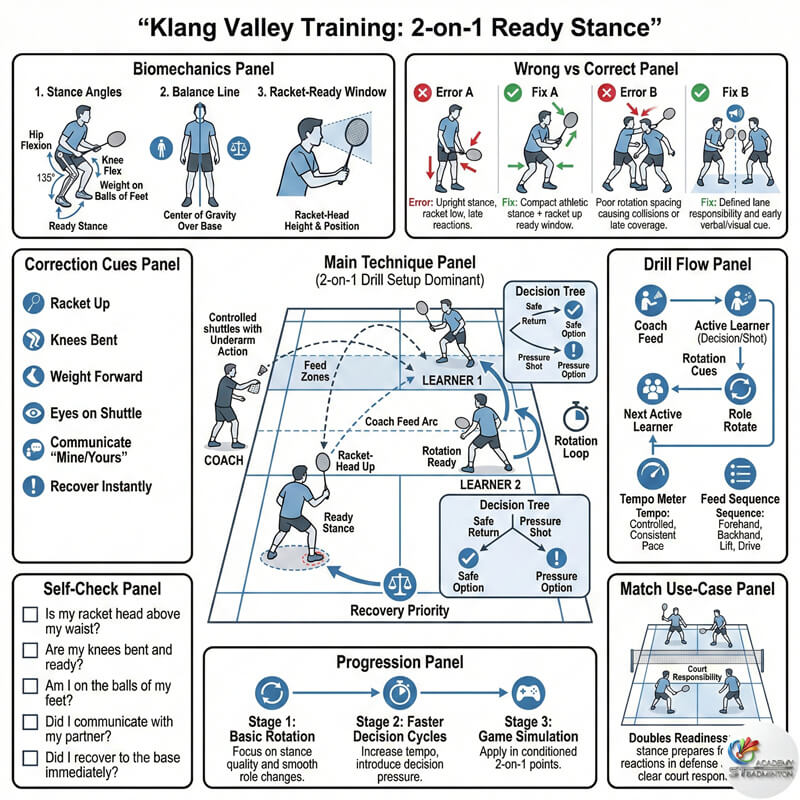 巴生二對一私人羽毛球課程專注於預備姿勢
