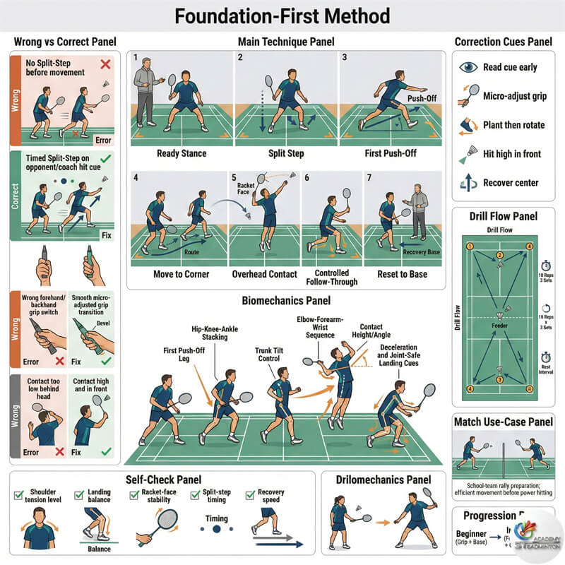甲洞私人羽毛球教练向学员演示正确的步法机制