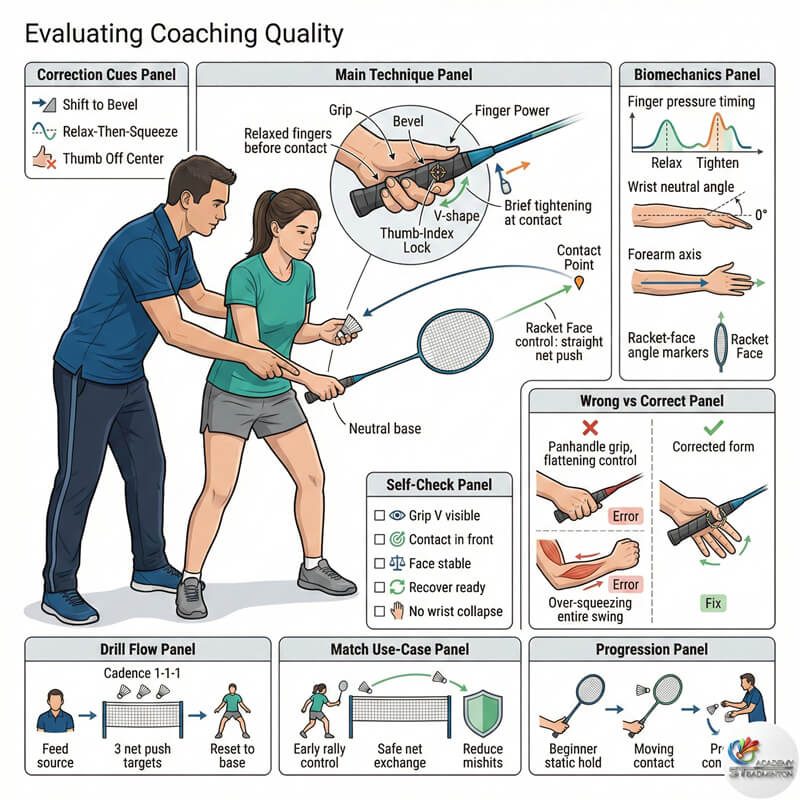 甲洞专业羽毛球教练纠正初学者握拍姿势