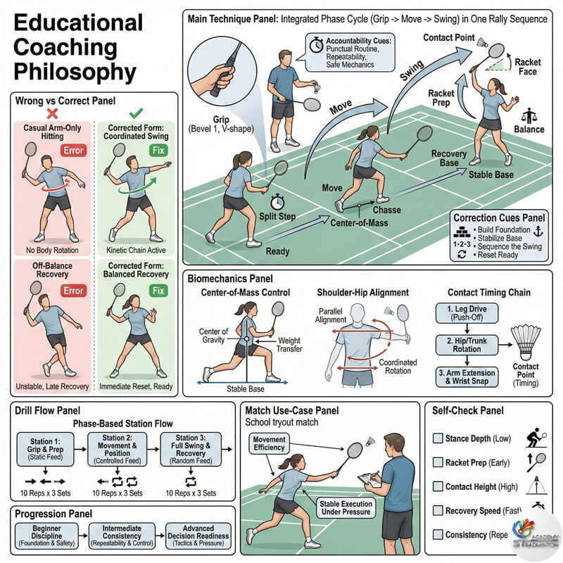 甲洞专业羽毛球教练强调严格的技术纪律