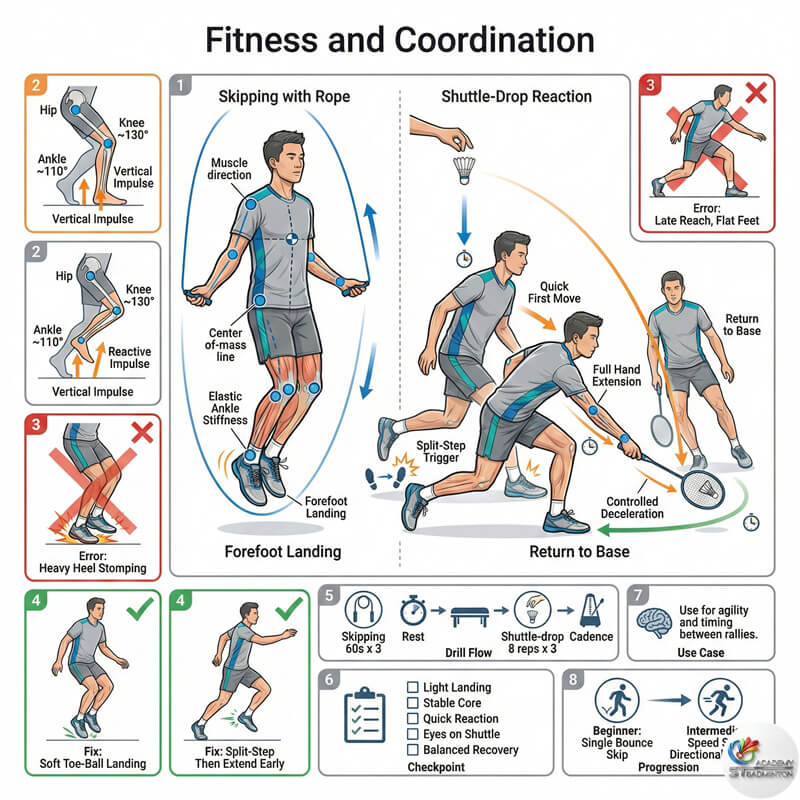 Badminton fitness skipping drill for footwork agility in Kuala Lumpur home