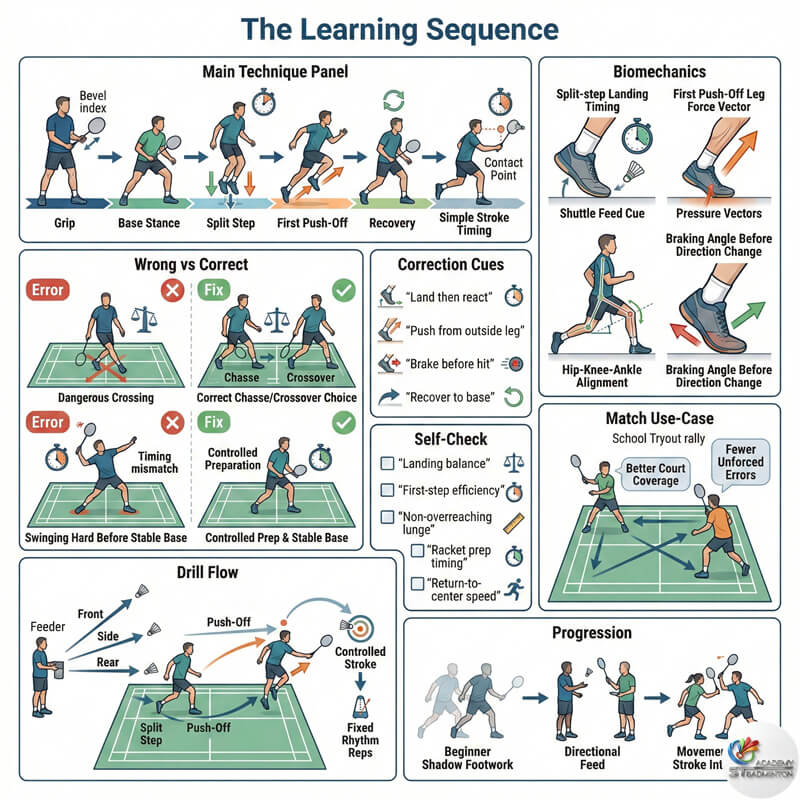 甲洞羽毛球步法训练：教授正确的启动步伐和回动