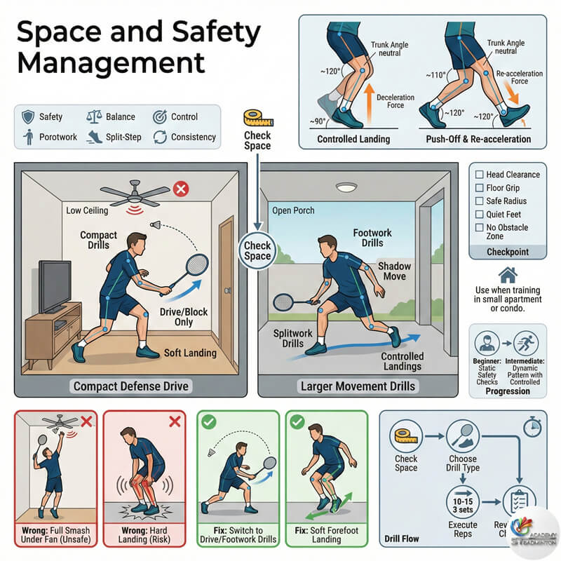 Badminton player checking ceiling height for safety in KL apartment