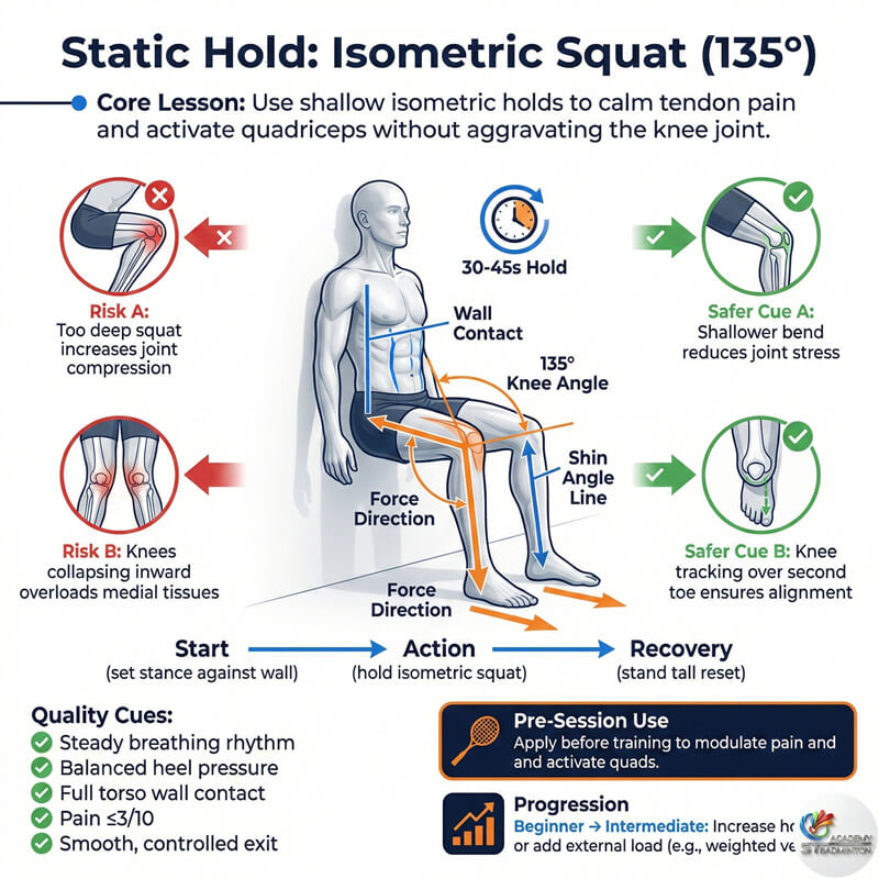 Badminton student performing a controlled step down exercise for knee stability