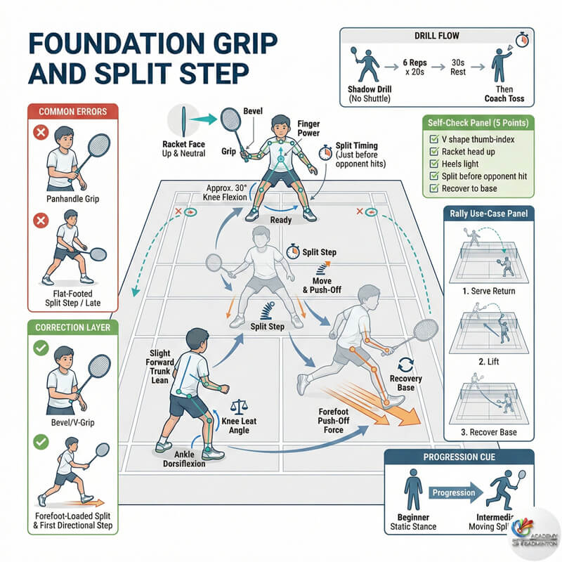 Beginner badminton class for children in Klang practicing grip basics