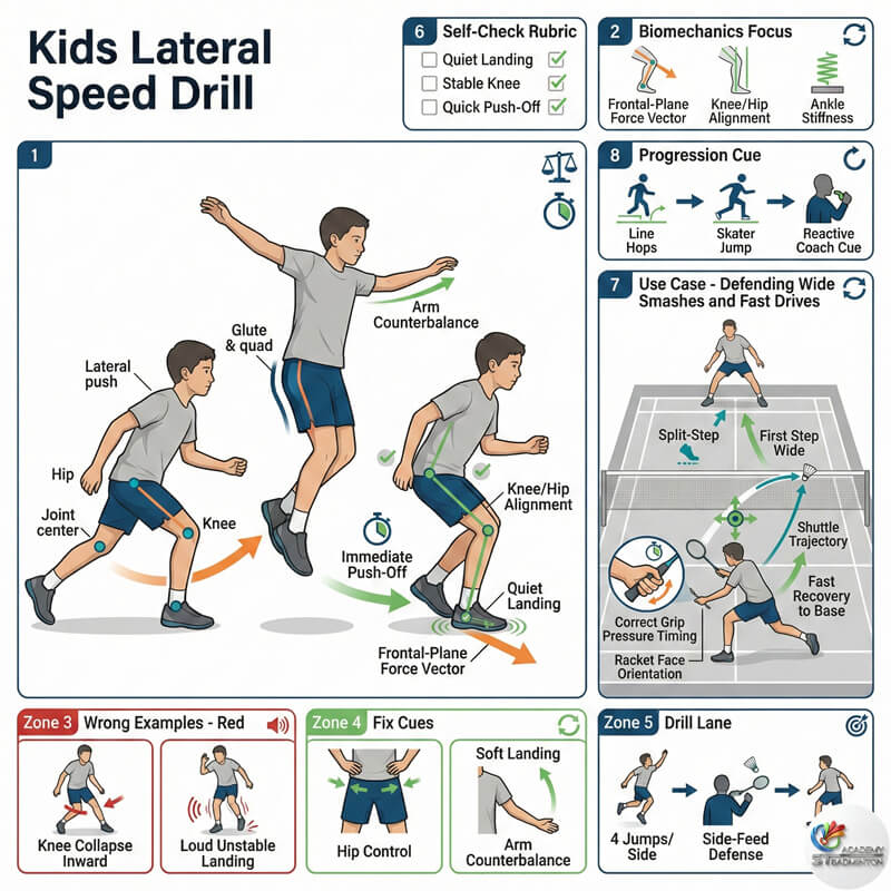 Children practising lateral bounds for speed in gym near Kepong