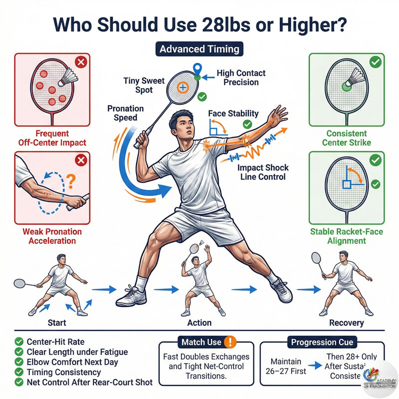 Coach checking a racket frame for maximum tension rating before restringing
