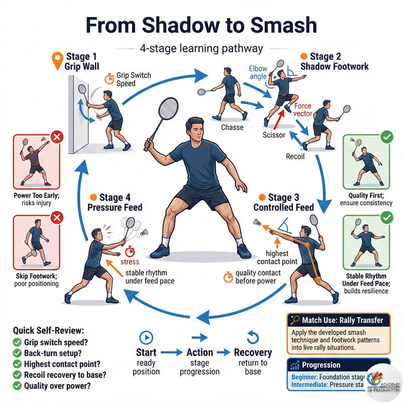 Coach correcting elbow drop error during backhand training in Kepong