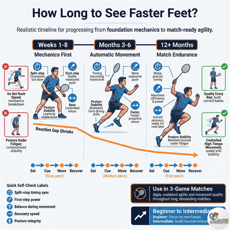 Coach correcting split-step timing on court