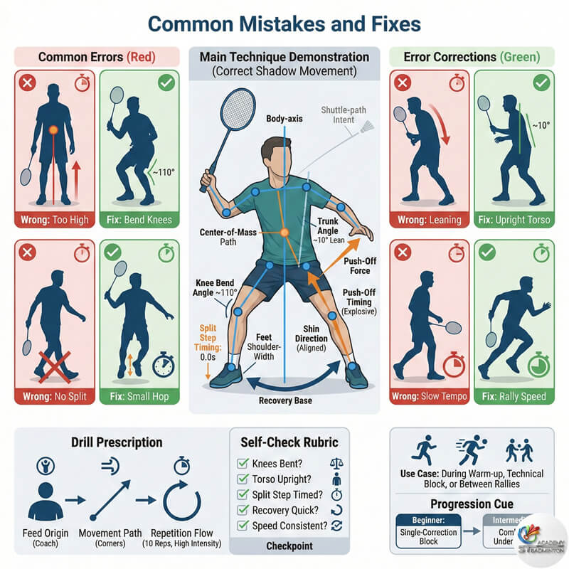 Coach correcting student standing too high during shadow training in Gombak