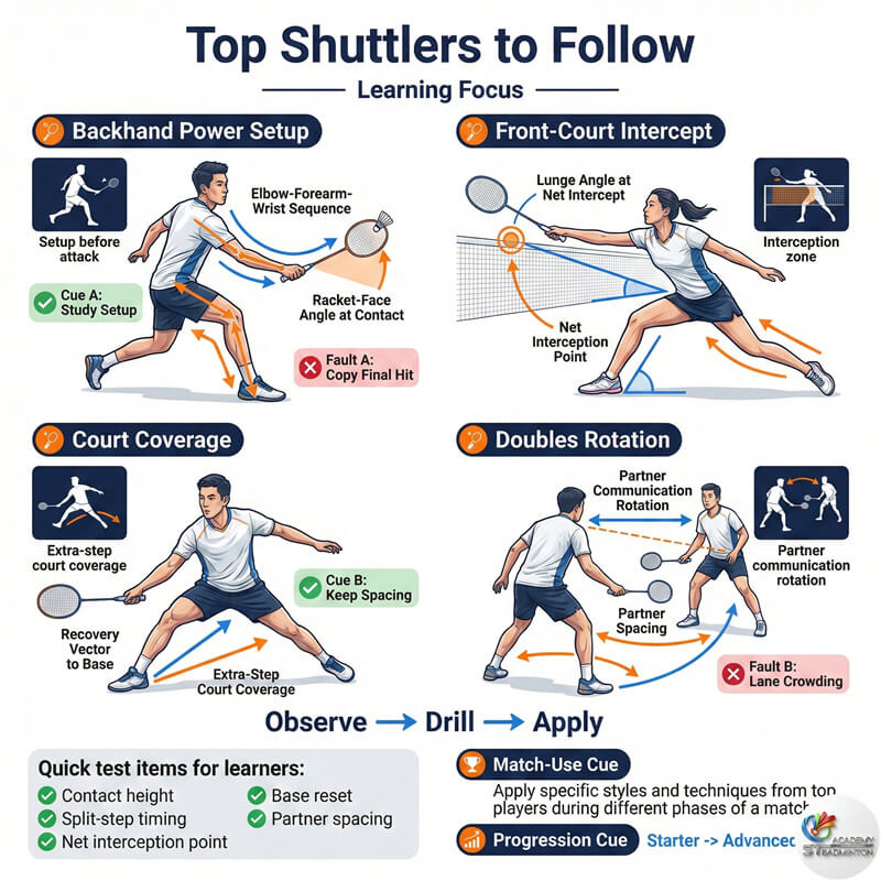 Coach demonstrating the split step timing used by pros at Malaysia Open