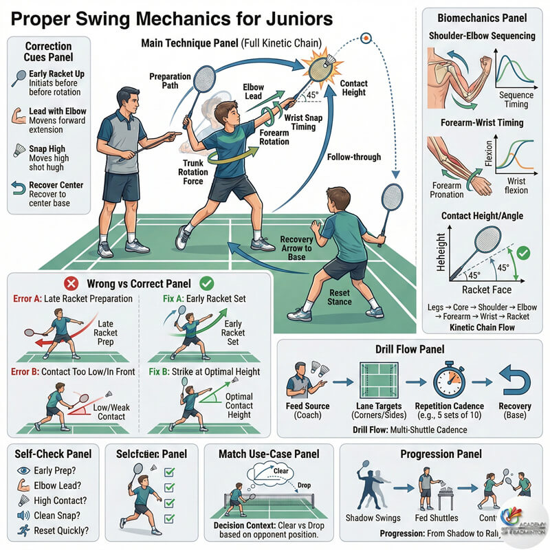 教練在增江附近指導年輕球員正確的揮拍力學