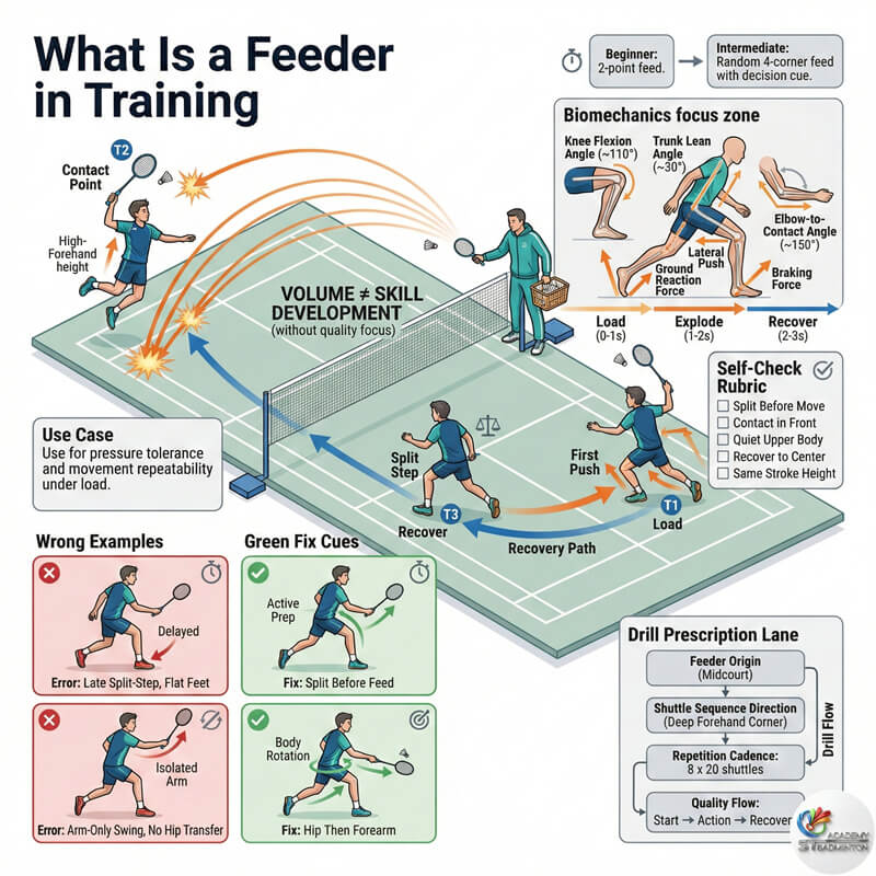 Coach observing player movement critically during elite badminton training session in Kuala Lumpur