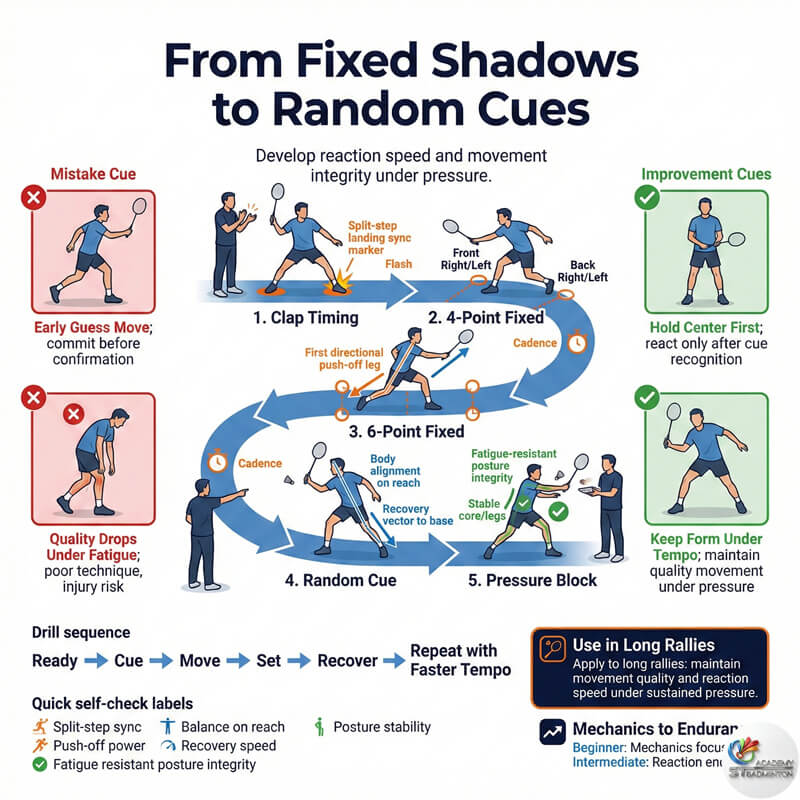 Coach observing student's reaction timing during a random cue drill