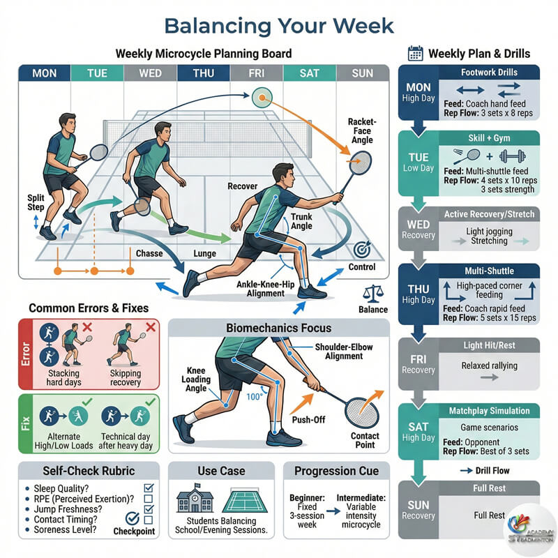 Coach planning weekly microcycle training for badminton student in Ampang