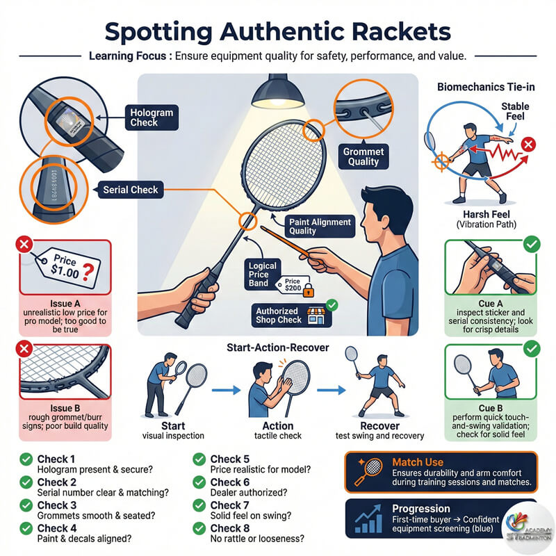 Coach showing how to check racket flexibility