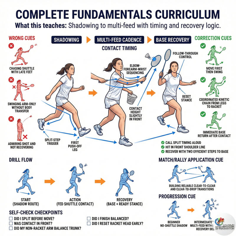 Coach teaching girls badminton basics in Klang focusing on racket mechanics