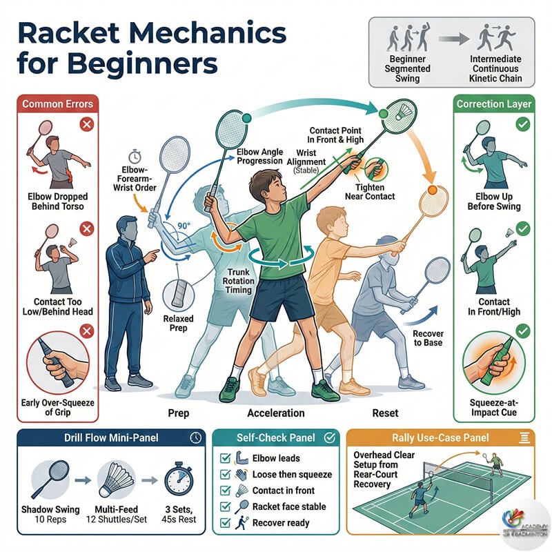 Coach teaching kids badminton basics in Klang focusing on racket mechanics