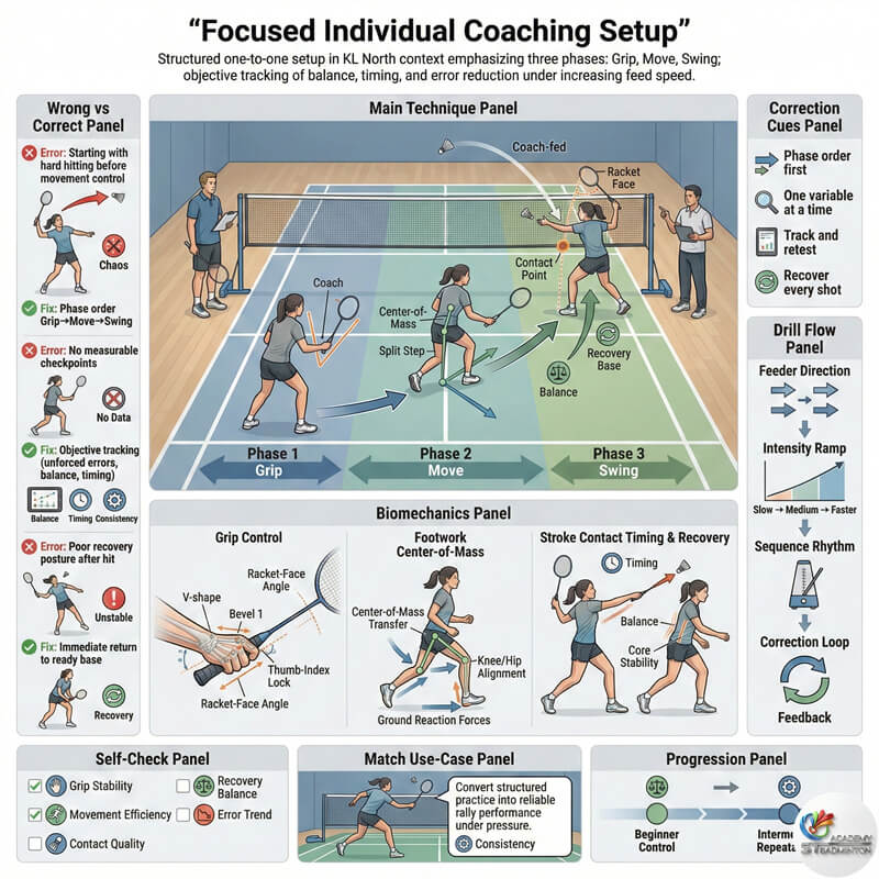 吉隆坡北区专注的个人羽毛球教学设置