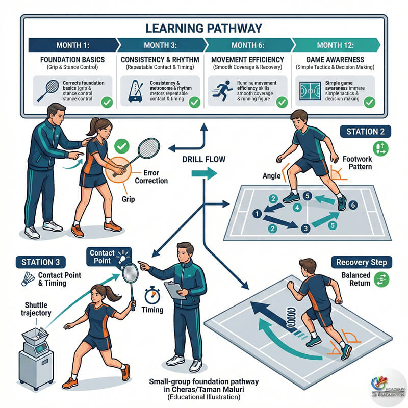 Foundation badminton training Cheras focusing on small group coaching