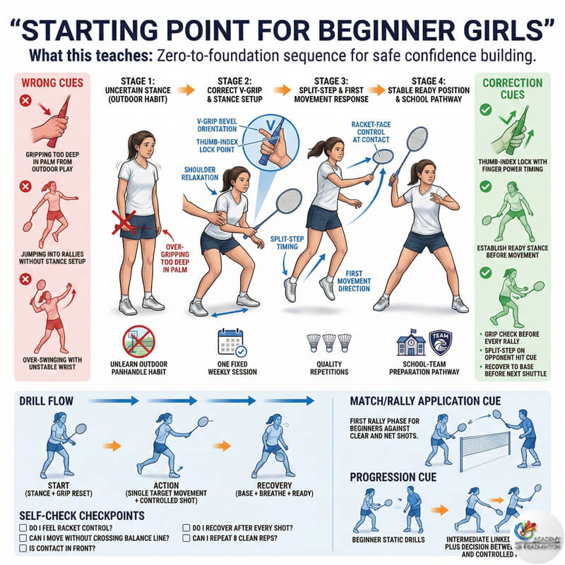 Girls badminton classes in Klang focusing on proper foundation training and footwork