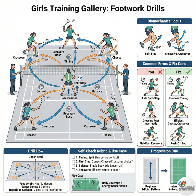 Latihan footwork badminton untuk kelincahan anak perempuan