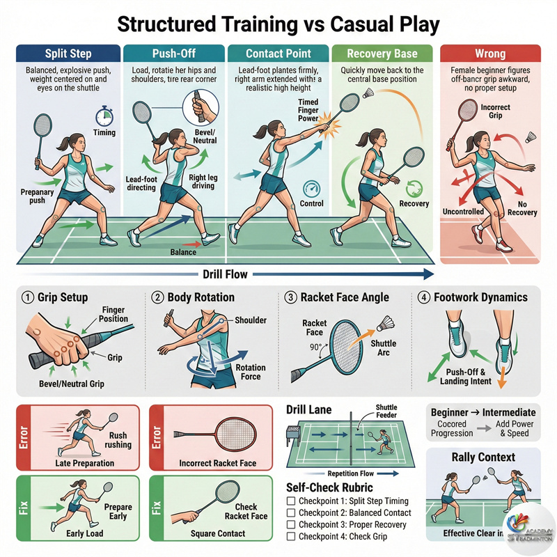 Kelas latihan bulutangkis anak perempuan di Setapak KL dengan fokus fondasi