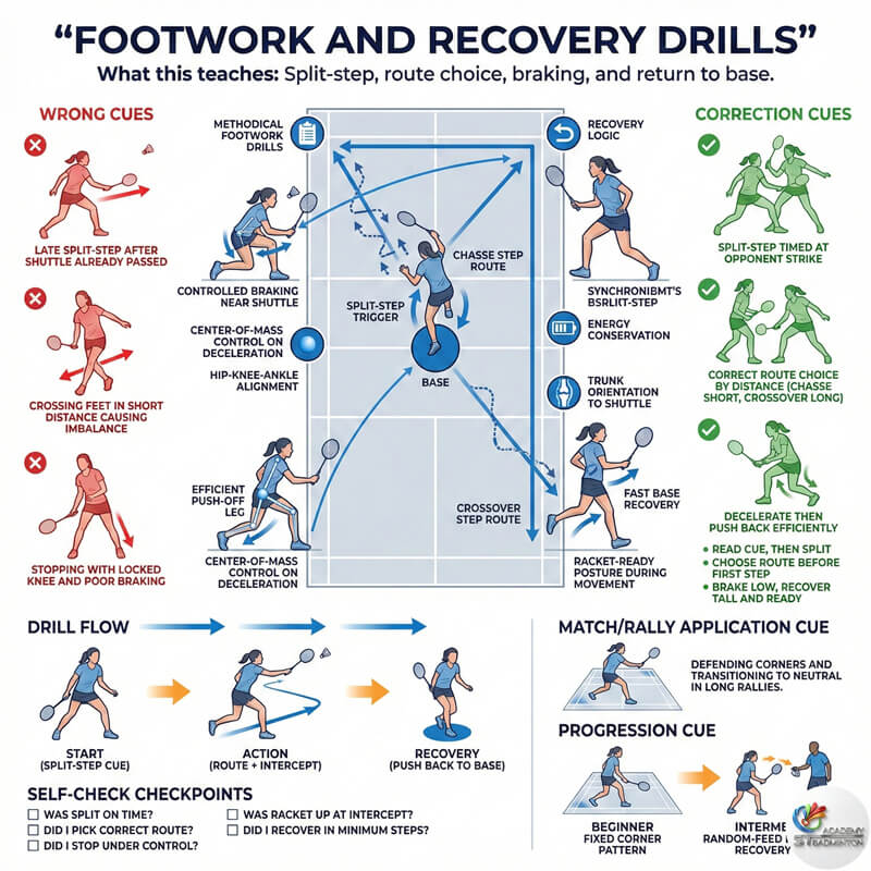 Girls footwork and recovery drills for badminton coaching in Klang