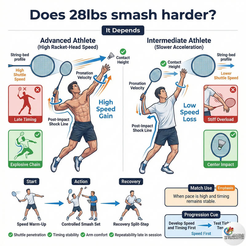 Group of rackets lined up showing different string colors and types