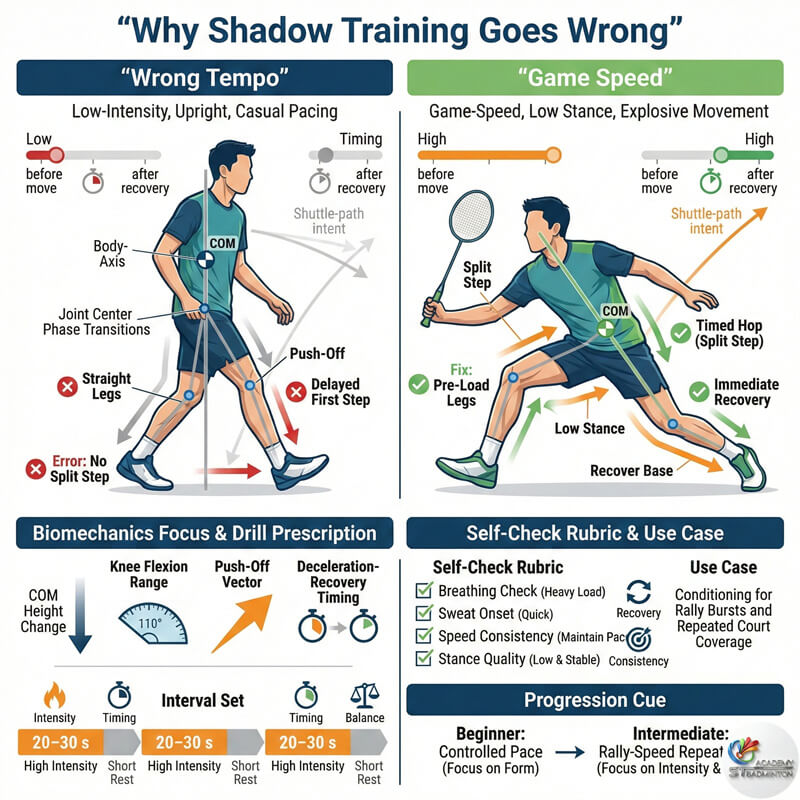 High intensity badminton shadow movement practice for adults in Kepong