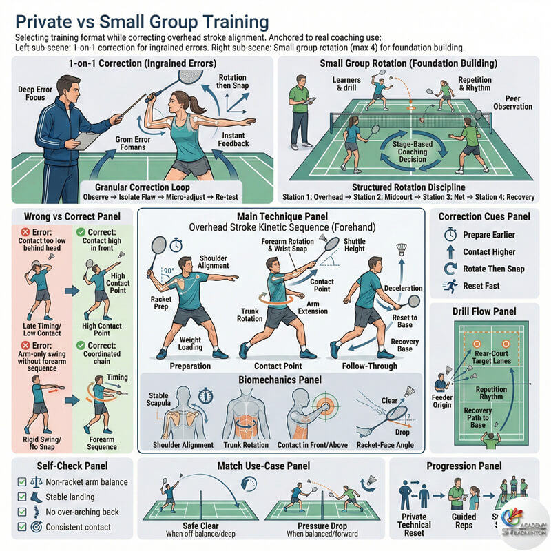 甲洞一对一羽毛球教学专注于高球挥拍动作的调整