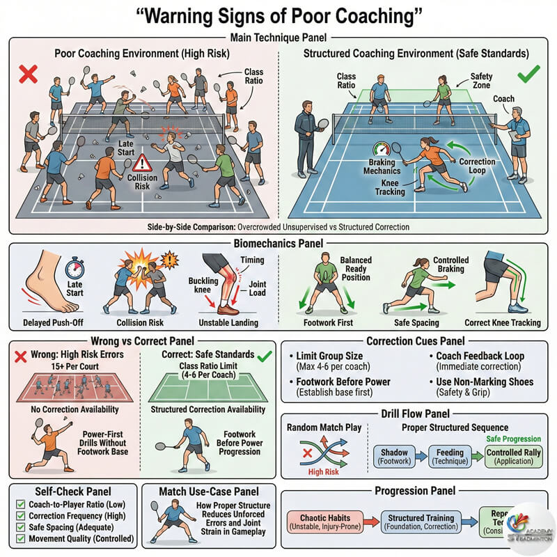 在选择甲洞羽毛球教练时，球场过度拥挤是一个危险信号