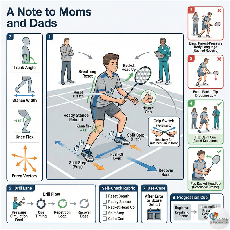 Parents supporting junior player at badminton tournament in Kuala Lumpur