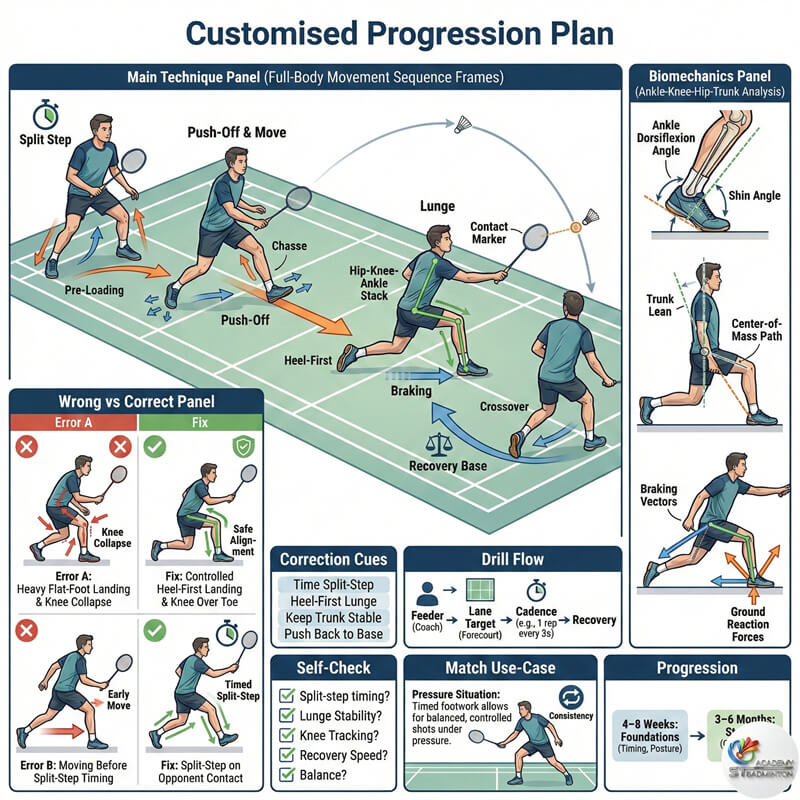 巴生個人羽毛球教練糾正步法和跨步姿勢