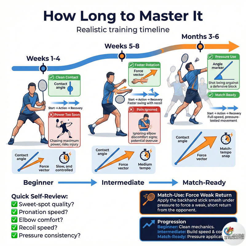 Professional coach explaining backhand smash safety to avoid tennis elbow