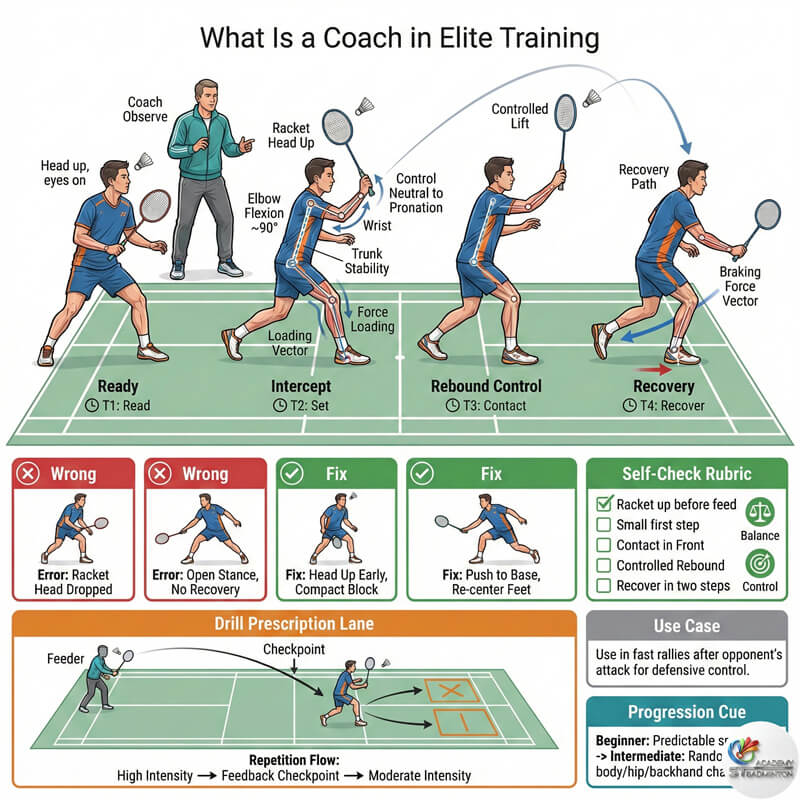 Real badminton coach explaining tactics and court positioning to students in Setapak